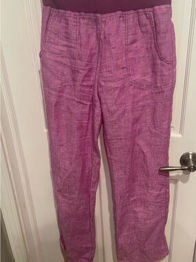 Toad&Co Straight-Leg Linen Pants in Purple 4